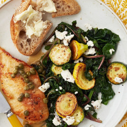Chicken Cutlets with Summer Squash and Feta