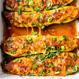 Chicken Enchilada Stuffed Zucchini