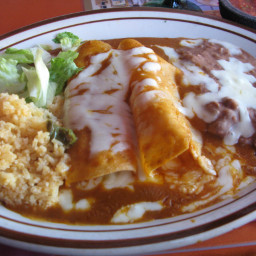 Chicken Enchiladas with Mexican Rice and Re-fried Beans (integrated meal)