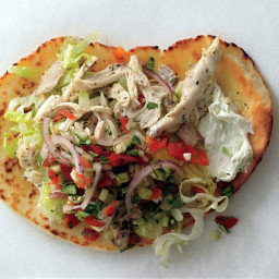 Chicken Gyros with Cucumber Salsa and Tsatsiki recipe | Epicurious.com