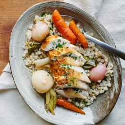 Chicken in a Pot with Carrots, Turnips, and Barley