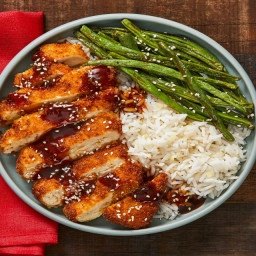 Chicken Katsu with Roasted Green Beans and Ginger Rice