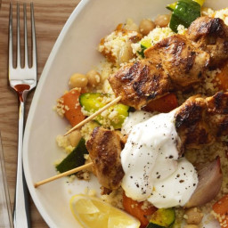 Chicken kebabs with vegetable couscous
