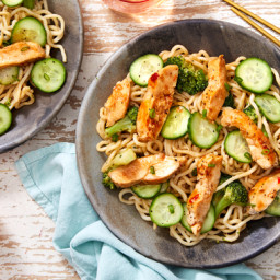 Chicken Lo Mein with Broccoli & Marinated Cucumbers