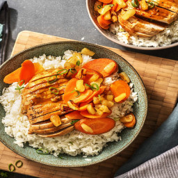 Chicken Luau Bowls with Carrots and Honey Butter over Rice