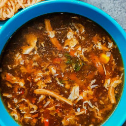 Chicken manchow soup recipe with fried dry noodles