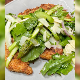 Chicken Milanese With Asparagus and Arugula Salad