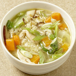 Chicken Noodle Soup with Baby Bok Choy and Shiitake