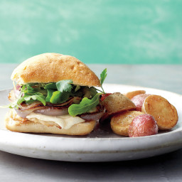 Chicken, Onion, and Mozzarella Sandwiches with Roasted Potatoes