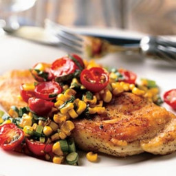 Chicken Paillards with Tomato, Basil, and Roasted-Corn Relish
