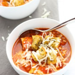Chicken Parmesan Soup with Homemade Croutons