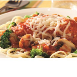 Chicken Parmesan with Linguine and Broccoli