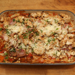 Chicken pasta in a herby 6 vegetable ragu - Jamie Oliver 15 minute meals