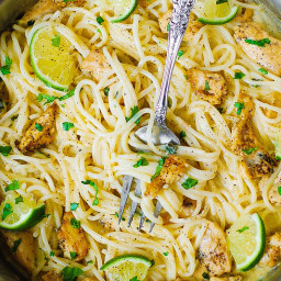 Chicken Pasta with Creamy Cilantro-Lime Alfredo Sauce