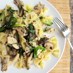 Chicken Pasta with Mixed Mushrooms and Green Onions Recipe