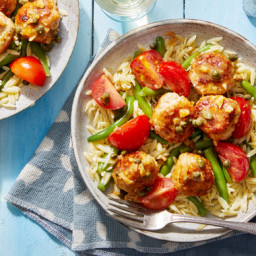 Chicken Piccata Meatballs with Tomatoes & Orzo