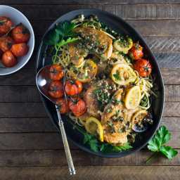 Chicken Piccata with Fried Capers and Roasted Tomatoes