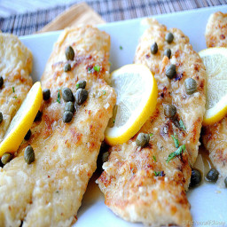 Chicken Piccata with Lemon Butter Sauce and Garlic-Sauteed Broccoli