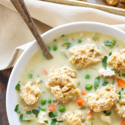 Chicken Pot Pie Soup with Biscuit Crumbles