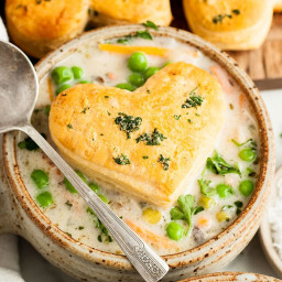 Chicken Pot Pie Soup with Biscuit Topping