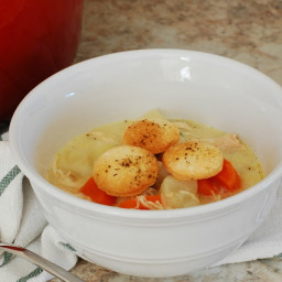 Chicken Pot Pie Soup with Pie Crust Croutons
