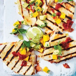 Chicken quesadillas with chipotle relish and mango salsa
