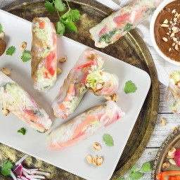Chicken Rice Paper Rolls with Peanut Dipping Sauce