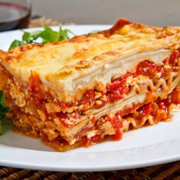 Chicken, Roasted Red Pepper and Goat Cheese Lasagna