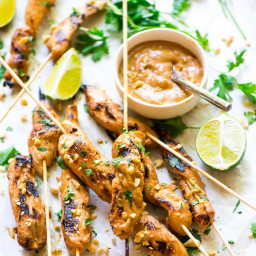 Chicken Satay Skewers with Peanut Dipping Sauce