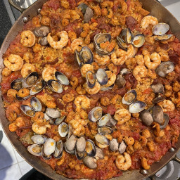Chicken, sausage and seafood Paella