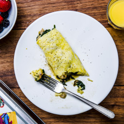 Chicken Sausage Omelet with Greens and Cheese
