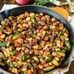 Chicken Skillet with Sweet Potatoes, Apples and Brussels Sprouts