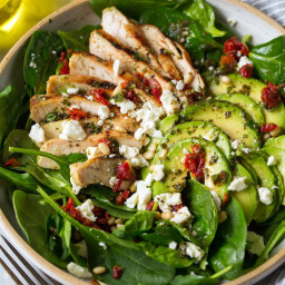 Chicken & Spinach Salad w/Feta-Peppercorn Dressing