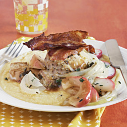 Chicken Thighs with Apples, Onions & White Cheddar Polenta