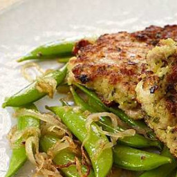 Chicken Thighs with Garlicky Crumbs and Snap Peas Recipe