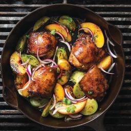 Chicken Thighs with Peaches and Green Tomatoes