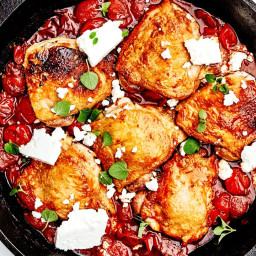 Chicken Thighs With Tomatoes and Feta Recipe