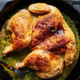 Chicken Under a Skillet with Lemon Pan Sauce