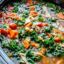 Chicken, White Bean & Kale Soup (Slow Cooker) from The Food Charlatan