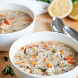 Chicken Wild Rice Soup with Lemon and Herbs