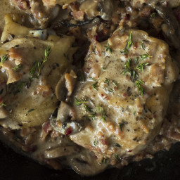 Chicken With Bacon Mushroom Thyme Sauce