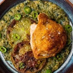 Chicken with Charred Green Tomatoes
