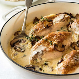 Chicken with cream sauce and mushrooms