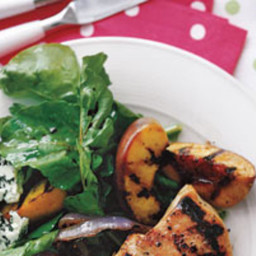 Chicken With Grilled Peaches and Arugula