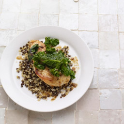 Chicken With Kale and Freekeh-Lentil Pilaf