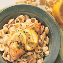 Chicken with lemon, parsley and orecchiette