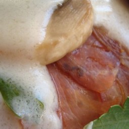 Chicken with Mushrooms, Prosciutto, and Cream Sauce