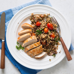 Chicken with Olive-Mixed Grains Pilaf