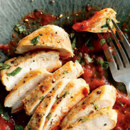 Chicken with Roasted Red Bell Pepper-Basil Sauce