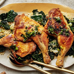 Chicken with Schmaltzy Rice and Kale